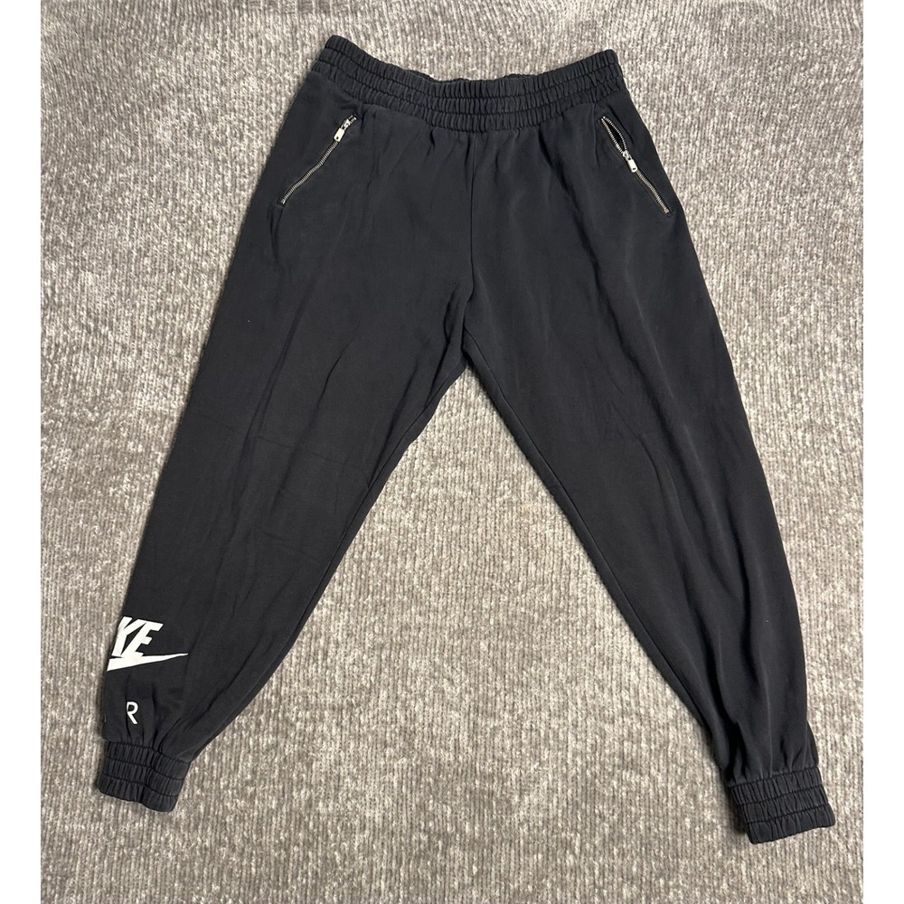 Nike Air Womens Fleece Jogger Pants Black L Elastic Waist Pockets